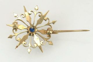 Vintage 14K Yellow Gold.  35ct Sapphire Hearts & Arrows Pin Brooch 2.  4g 3