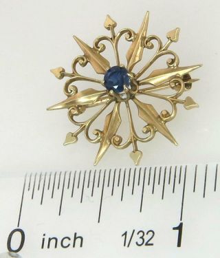 Vintage 14K Yellow Gold.  35ct Sapphire Hearts & Arrows Pin Brooch 2.  4g 5
