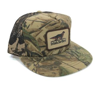 Vintage Irish Setter Sport Boots Camo Trucker Hat Mesh Patch Red Wing 80s Usa