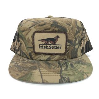 Vintage Irish Setter Sport Boots Camo Trucker Hat Mesh Patch Red Wing 80s USA 4