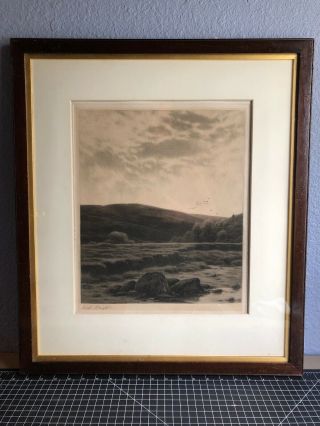 Joseph Knight Listed Artist United Kingdom Vintage Etching Signed Antique Frame