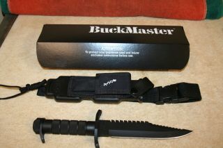 BUCK KNIFE MODEL 184 BUCKMASTER - 1984 - RARE BLACK EARLY 1ST MODEL - NOS/NIB 10