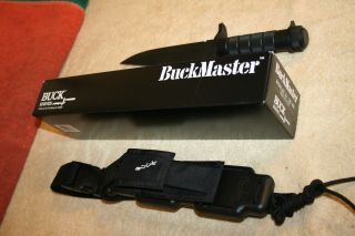 BUCK KNIFE MODEL 184 BUCKMASTER - 1984 - RARE BLACK EARLY 1ST MODEL - NOS/NIB 12