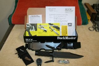 Buck Knife Model 184 Buckmaster - 1984 - Rare Black Early 1st Model - Nos/nib