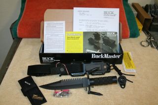 BUCK KNIFE MODEL 184 BUCKMASTER - 1984 - RARE BLACK EARLY 1ST MODEL - NOS/NIB 6