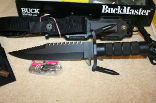 BUCK KNIFE MODEL 184 BUCKMASTER - 1984 - RARE BLACK EARLY 1ST MODEL - NOS/NIB 7