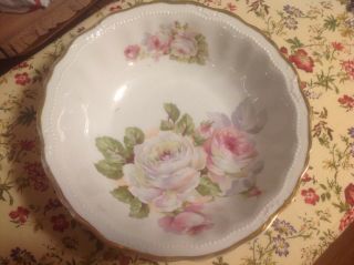 Antique Porcelain Alt Wasser Ct Carl Tielisch Serving Bowl,  Pink Roses