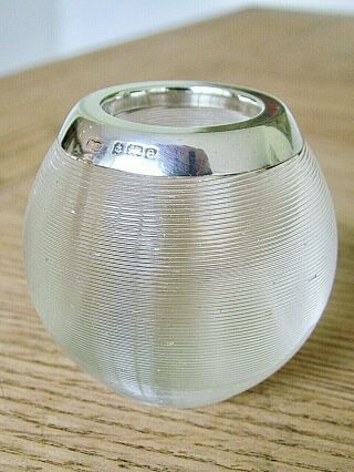 Hm1905 Solid English Silver Match Ball Striker Table Vesta Edwardian Glass