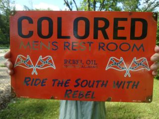 Old Vintage 1949 Rebel Oil Porcelain Gas Pump Sign Whisitler,  Alabama