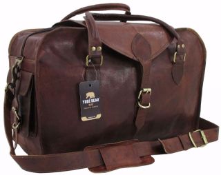 Yuge Bear 24 " C50 Vtg Mens Leather Travel Suitcase Duffel Carry On Bag