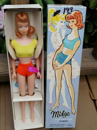 1962 - 63 Vintage Titian Midge - Barbies Best Friend Doll - Stock 860