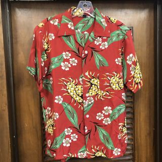 Vintage 1950’s Atomic Straw Hat Floral Pattern Rayon Hawaiian Shirt - M
