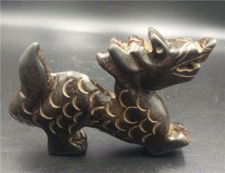 Old Chinese Hongshan Culture Jade Stone Hand - Carved Ancient Animal Dragon Statue