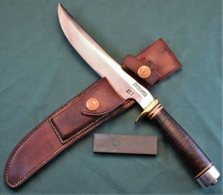 Ca.  1953 Randall 3 - 7 ".  Brown Button Heiser.  Awesome Vintage Knife Survivor