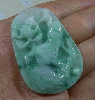 Cert ' d Fine Natural Type A Jadeite Jade Phoenix Flower Pendant 0943 3