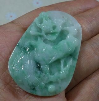 Cert ' d Fine Natural Type A Jadeite Jade Phoenix Flower Pendant 0943 6