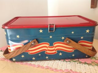 Vintage Patriotic Golden Cookies 4th July Cookie Tin 7