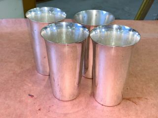 4 Sterling Silver Tumblers Scrap 528 Grams 5 1/4 Inches Julep Cups