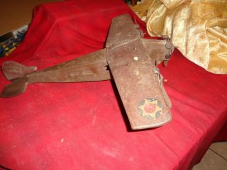 Vintage Steel Craft Pressed Steel Army Scout Plane 3 Engine Nx - 110