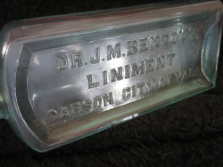 EXTREMELY RARE Nevada Medicine Drug Bottle BENTON ' S LINIMENT Carson City,  NEV NV 4