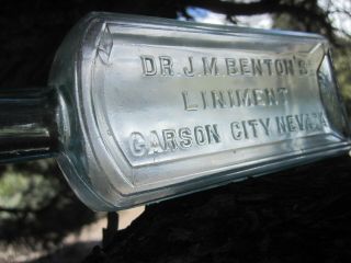 EXTREMELY RARE Nevada Medicine Drug Bottle BENTON ' S LINIMENT Carson City,  NEV NV 6