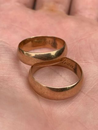 Antique Victorian Edwardian Solid 14k Gold 2 Men’s Ring Wedding Band Rings
