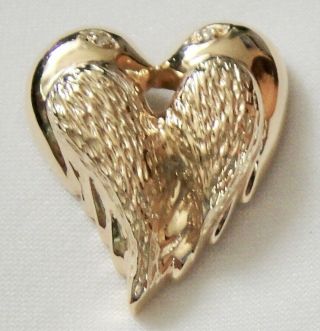 Designer Signed Jh/jn 14k Solid Gold - Natural Diamond Bird Heart Lovebird Pendant