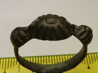 2812 Ancient Roman Bronze Ring With A Decoration 18 Mm.