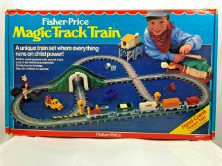 Rare Vintage 1988 Fisher Price Magic Track Train Hand Crank Powered Complete Box