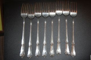 (Eight) STATE HOUSE Sterling Silver Flatware STATELY DINNER FORKS 2