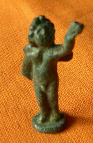 A53.  Roman Style Bronze Miniature Figurine Of Cupid.