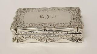 Victorian Antique Solid Silver Snuff Box Birmingham 1866