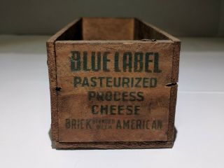 Vtg Pabst - Ett BLUE LABEL 2 Lbs.  Pasteurized Process WOOD CHEESE BOX Graphic 3