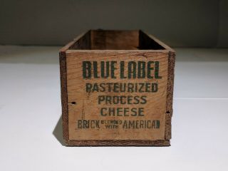 Vtg Pabst - Ett BLUE LABEL 2 Lbs.  Pasteurized Process WOOD CHEESE BOX Graphic 5