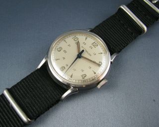 Vintage Longines Wittnauer Stainless Steel 24hr Dial Military Mens Watch 1950