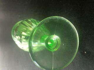 Vintage Clear Green Glass Perfume Bottle with Painted Flowers 4
