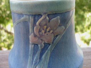 Vintage Newcomb College Sadie Irvine Pottery Vase Floral Pink,  Blue,  Green 3