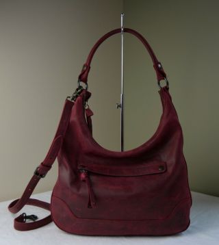 Frye Sangria Red Vintage Leather Melissa Hobo Shoulder Bag