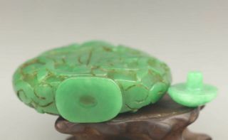 Chinese old natural green jade hand - carved statue snuff bottle 2.  6 inch 6
