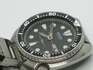 Seiko Wrist Watch For Men,  Black Face,  Silver Link Band,  Divers To 150 M.
