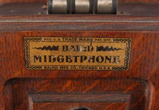 Antique,  Early 20th Century,  Oak Baird Midgetphone Crank Wall Telephone,  NR 3
