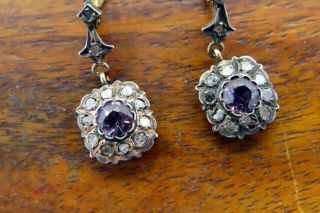 Vintage rose gold ART NOUVEAU DECO COLOR CHANGE ALEXANDRITE DIAMOND earrings 2