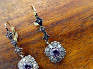 Vintage rose gold ART NOUVEAU DECO COLOR CHANGE ALEXANDRITE DIAMOND earrings 3