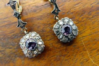Vintage rose gold ART NOUVEAU DECO COLOR CHANGE ALEXANDRITE DIAMOND earrings 4