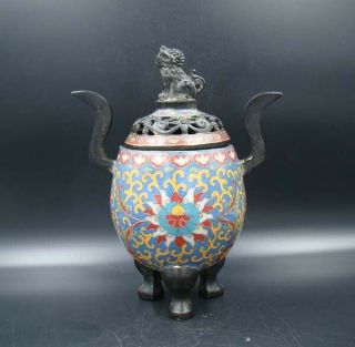 Collectible Handmade Carving Copper Cloisonne Enamel Incense Burners