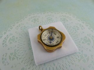 Rare Antique 9ct Rose Gold Compass Fob Pendant