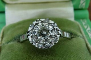 Vintage Palladium Antique Art Deco Solitaire Diamond Engagement Cocktail Ring