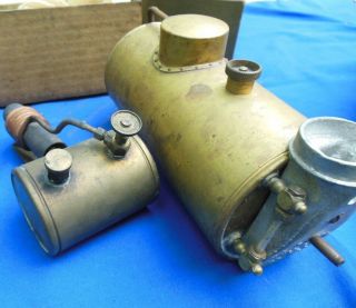 Vintage H.  E.  Boucher NY Model Boat Steam Engine Blow Torch & Horizontal Boiler 11