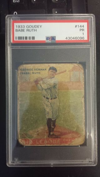 1933 Vintage Babe Ruth Goudey Card 144 Psa Graded
