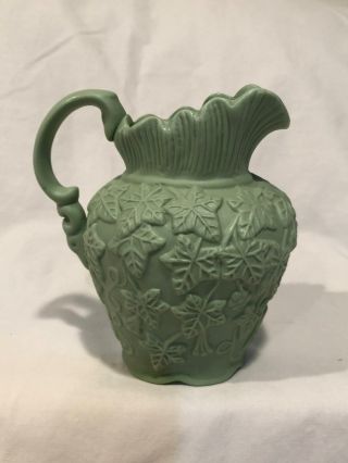 Green and Ivory Cameo Victorian Style Ceramic Vase Pitcher Lady,  Roses 3